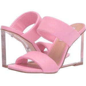 💞 Steve Madden Women's ISA Pink Wedge Lucite Sandal-Size 8.5 💞